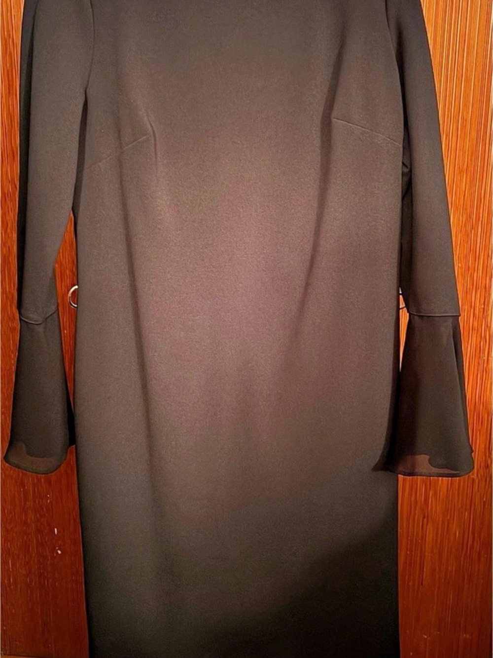 Calvin Klein Chiffon Bell Sleeve Sheath Dress Black Size 12